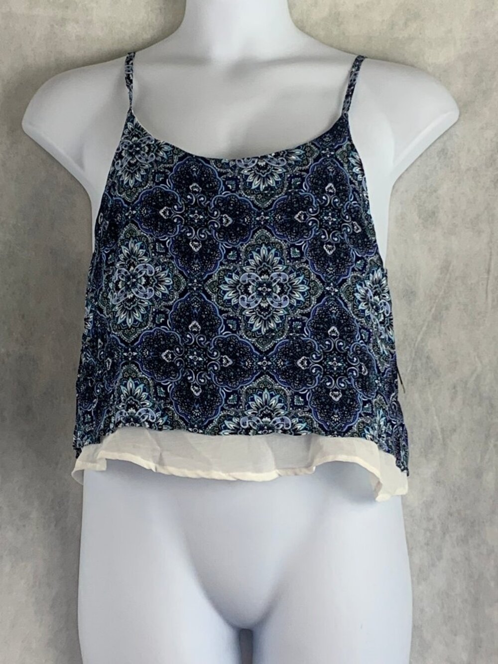 Stoosh Juniors Sleeveless Printed Tank Top, Navy Blue Combo, Large